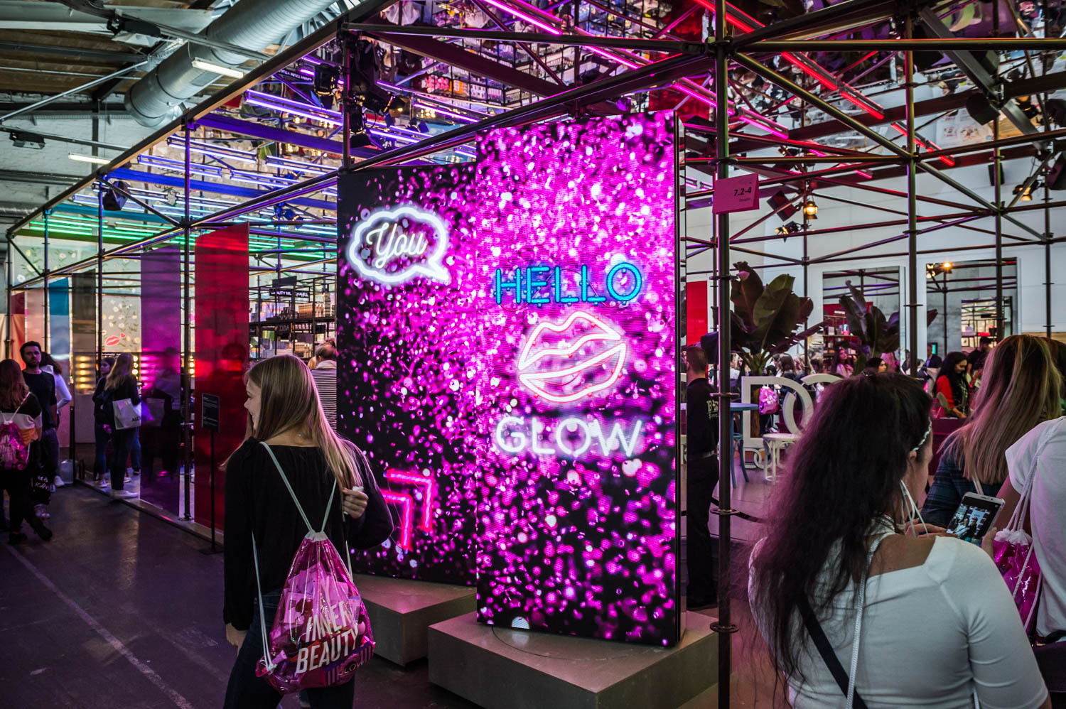 LED panel with HELLO GLOW animation
