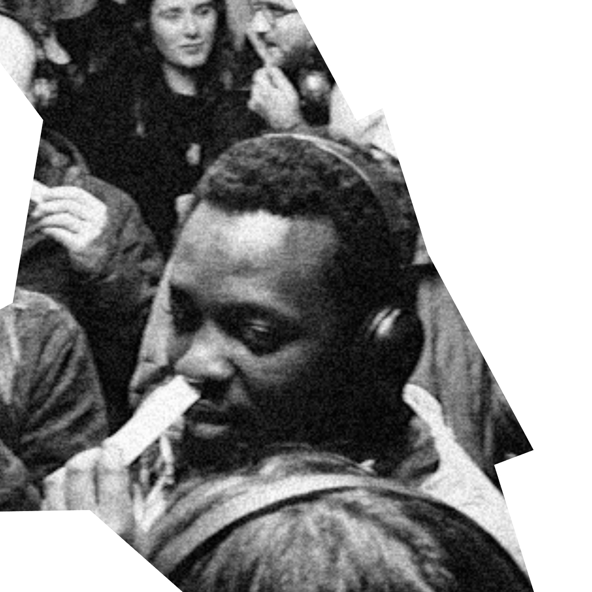Visitor with headphones